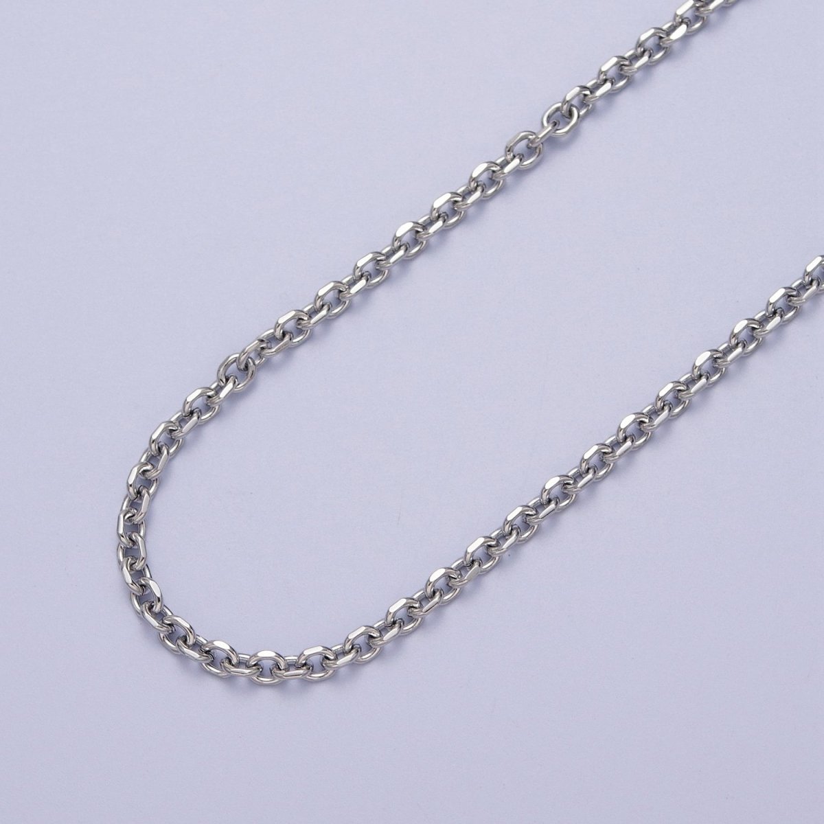 24K Gold Filled 3mm Flat Cable Link Gold, Silver Unfinished Chain | ROLL-889, ROLL-890 Clearance Pricing - DLUXCA