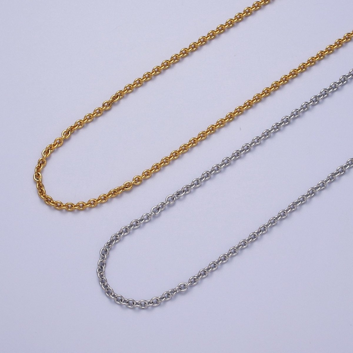 24K Gold Filled 3mm Mini Rolo Unfinished Chain in Gold & Silver | ROLL-907, ROLL-908 Clearance Pricing - DLUXCA