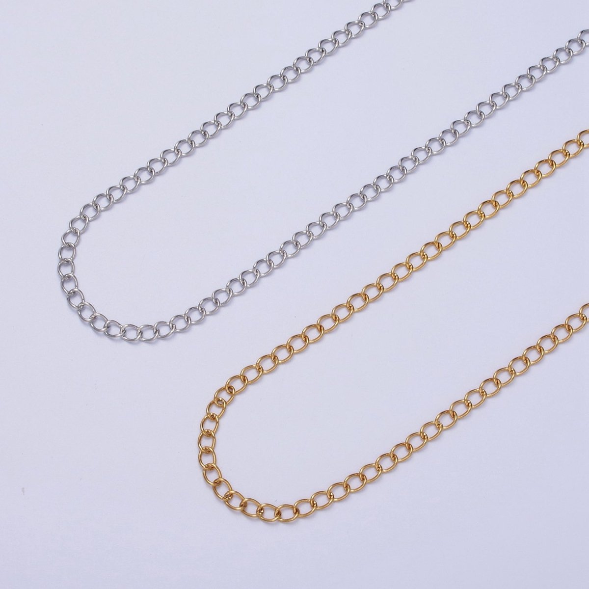 24K Gold Filled 3mm Thin Cable Gold, Silver Unfinished Extender Chain | ROLL-939 ROLL-940 Clearance Pricing - DLUXCA