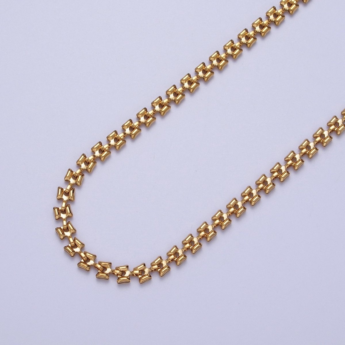 24K Gold Filled 4.2mm Designed Boxy Gold, Silver Unfinished Chain | ROLL-879, ROLL-880 Clearance Pricing - DLUXCA