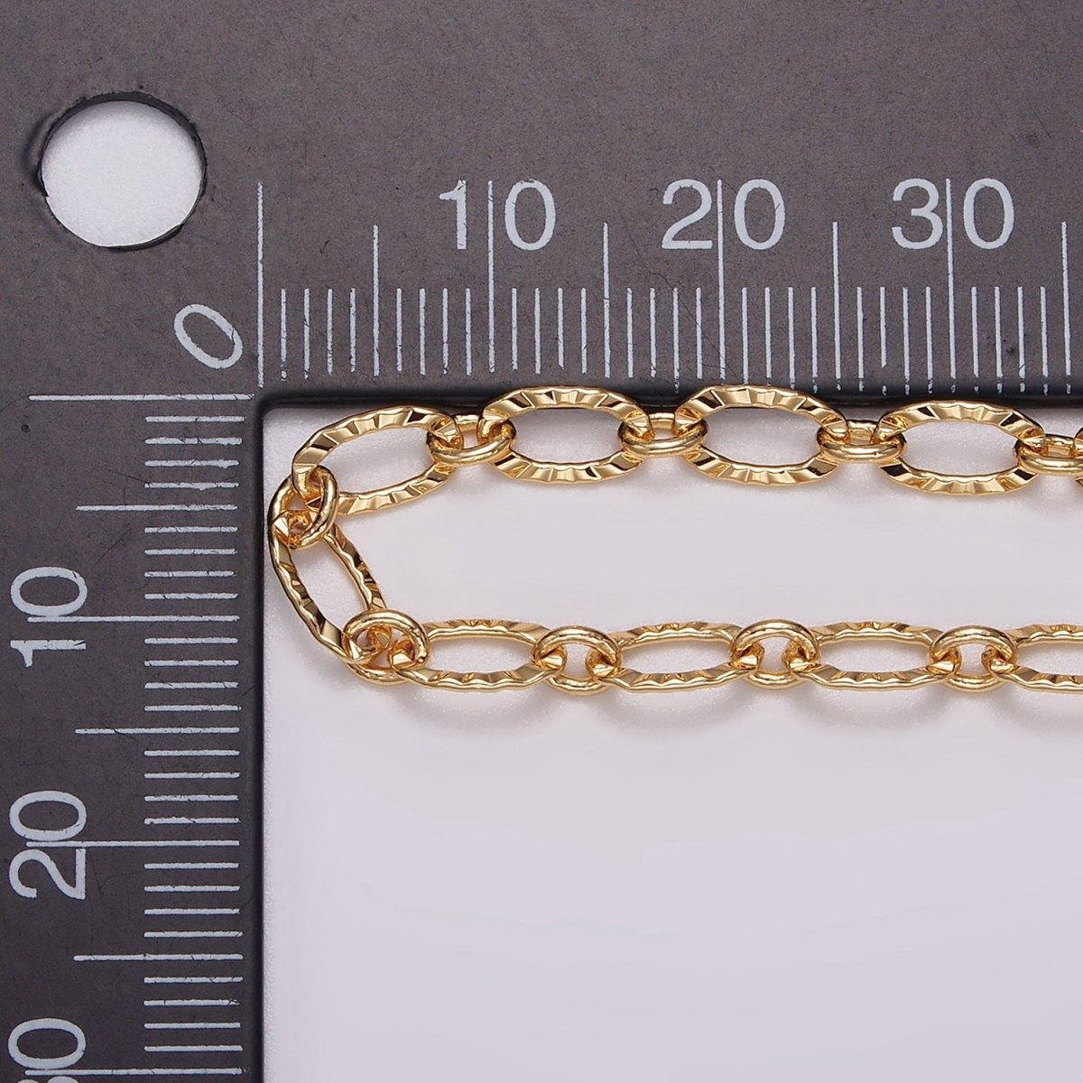 24K Gold Filled 4.3mm Sunburst Oval Cable Link Chain Unfinished Chain For Jewelry Making | ROLL-1385 Clearance Pricing - DLUXCA
