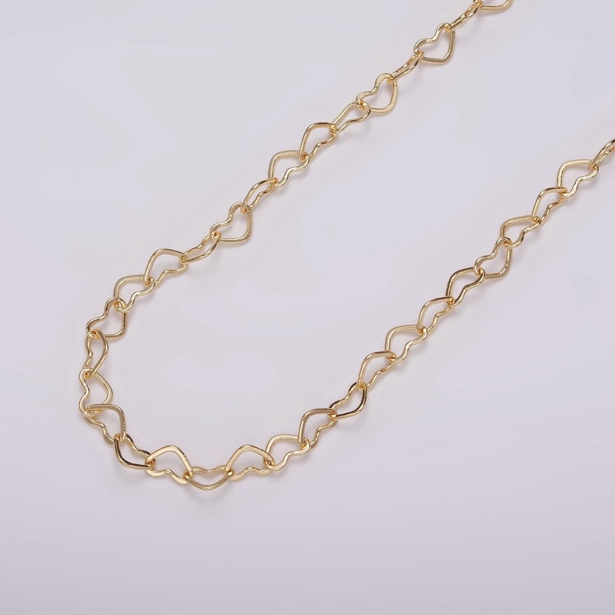 24K Gold Filled 4.4mm Heart Cable Link Chain Unfinished Chain For Jewelry Making | ROLL-1386 Clearance Pricing - DLUXCA