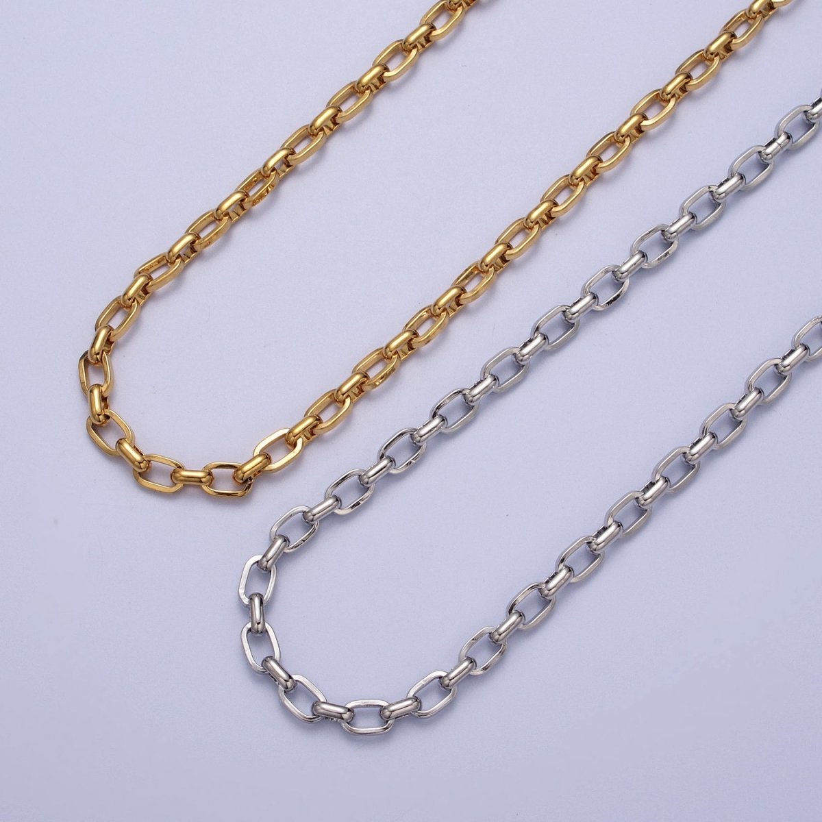 24K Gold Filled 4.4mm Unfinished Cable Chain in Gold & Silver | ROLL-1002 ROLL-1003 Clearance Pricing - DLUXCA
