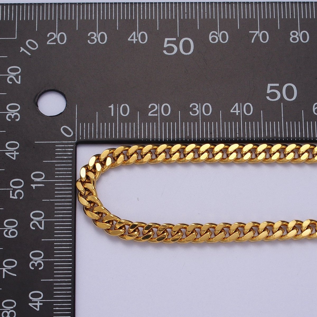 24K Gold Filled 4.6mm Concave Flat Cuban Curb Unfinished Gold, Silver Chain | ROLL-909, ROLL-910 Clearance Pricing - DLUXCA