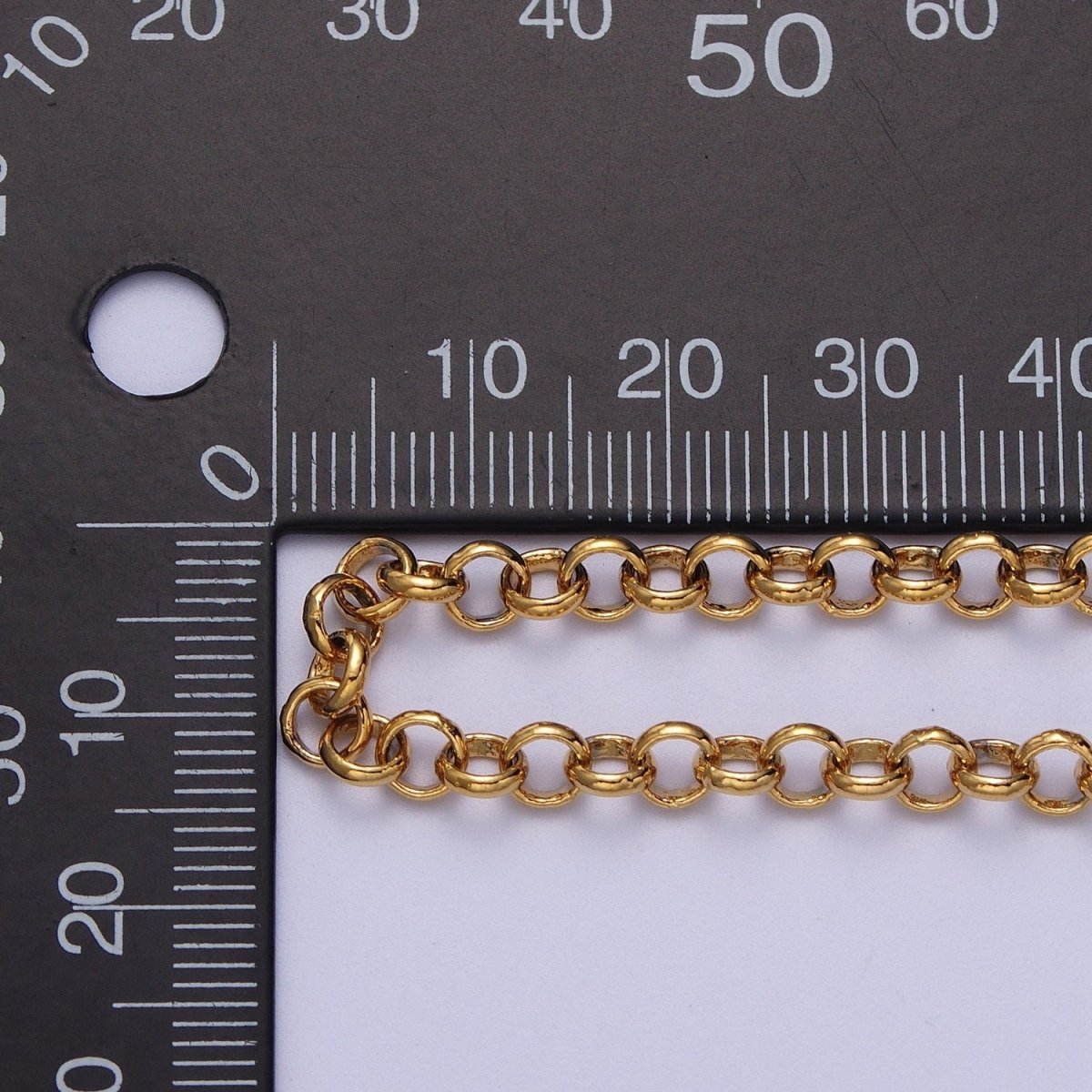24K Gold Filled 4.8mm Round Rolo Unfinished Chain in Gold & Silver | ROLL-883, ROLL-884 Clearance Pricing - DLUXCA