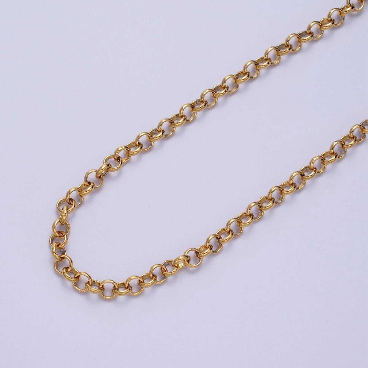 24K Gold Filled 4.8mm Round Rolo Unfinished Chain in Gold & Silver | ROLL-883, ROLL-884 Clearance Pricing - DLUXCA