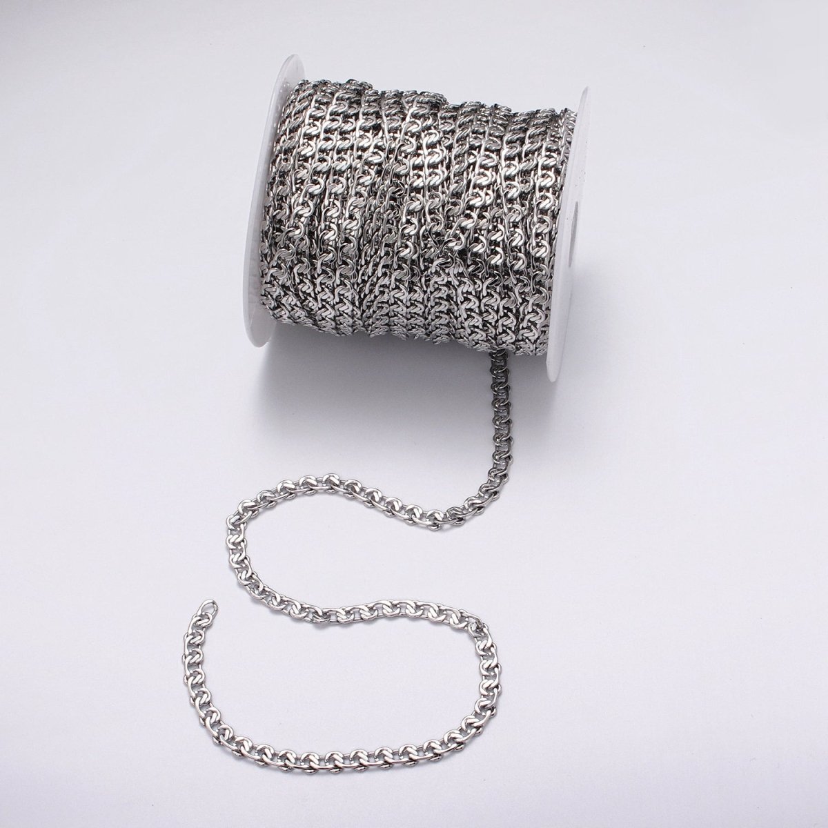 24K Gold Filled 4mm, 5mm, 6mm Twist Geometric Designed 5mm Unfinished Chain by Yard in Gold & Silver | ROLL-1038 Clearance Pricing - DLUXCA