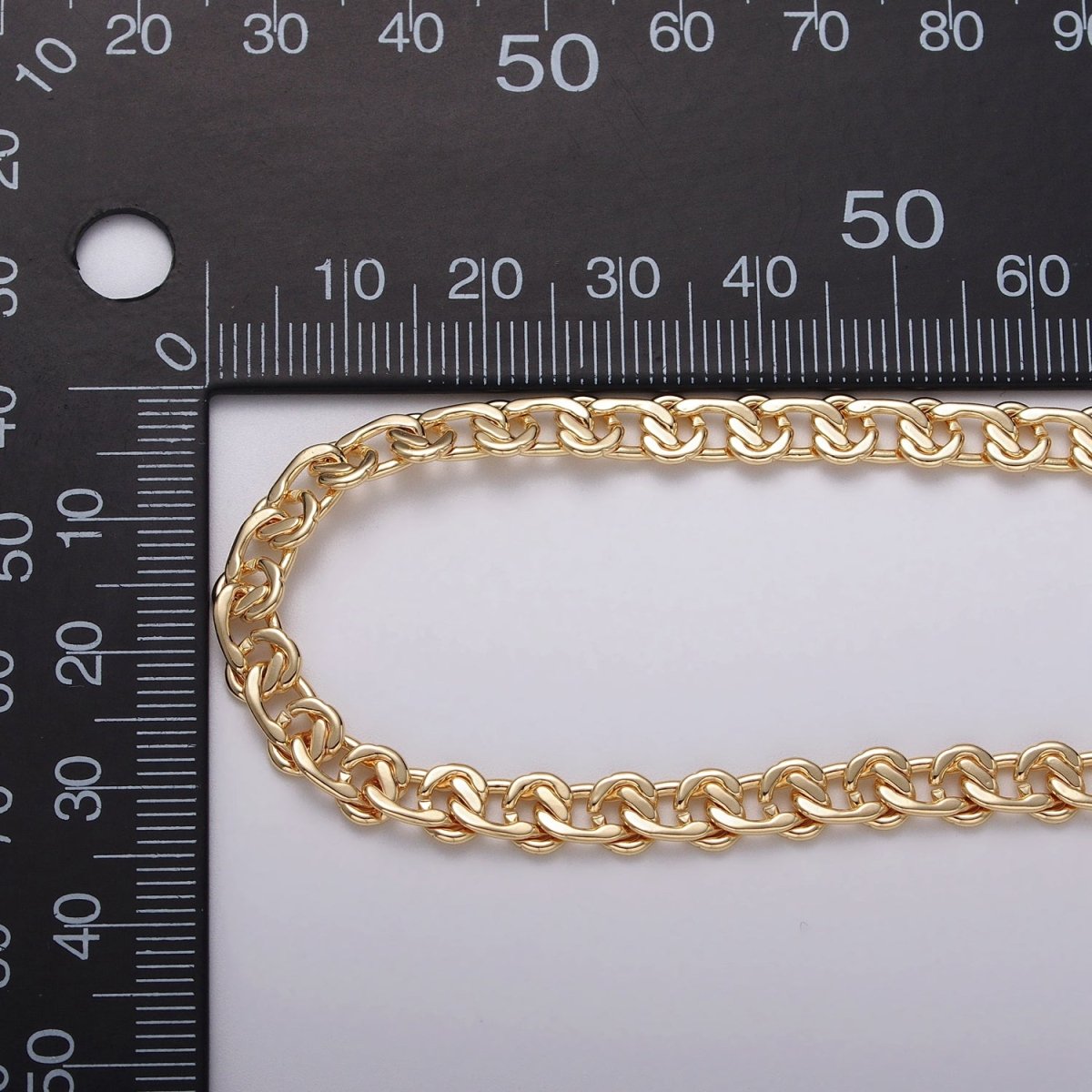 24K Gold Filled 4mm, 5mm, 6mm Twist Geometric Designed 5mm Unfinished Chain by Yard in Gold & Silver | ROLL-1038 Clearance Pricing - DLUXCA