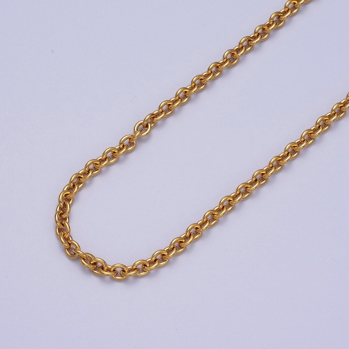 24K Gold Filled 4mm Cable Rolo Unfinished Chain in Gold & Silver | ROLL-990, ROLL-991 Clearance Pricing - DLUXCA