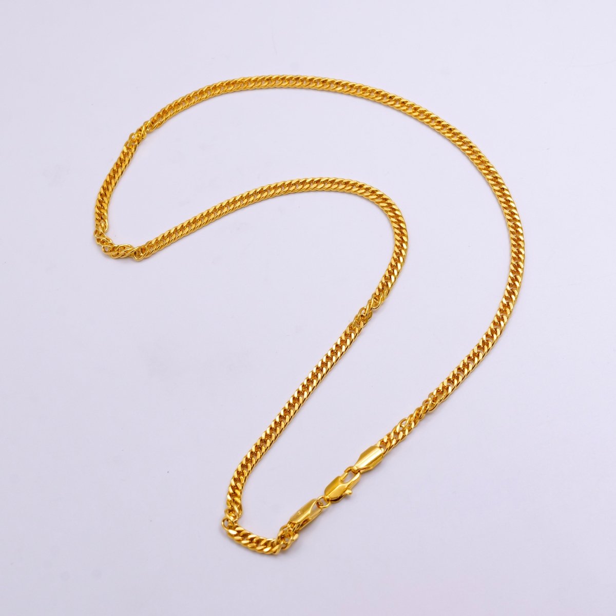 24K Gold Filled 4mm Concave Curb 20 Inch Necklace | WA-2446 - DLUXCA