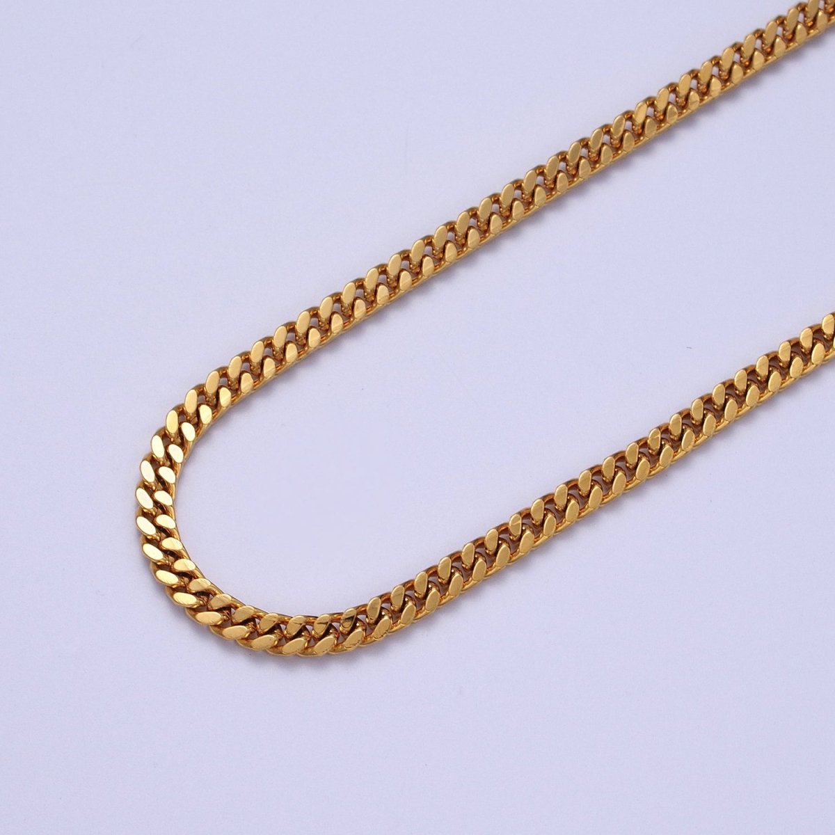 24K Gold Filled 4mm Flat Cuban Curb Gold, Silver Unfinished Chain | ROLL-992, ROLL-993 Clearance Pricing - DLUXCA