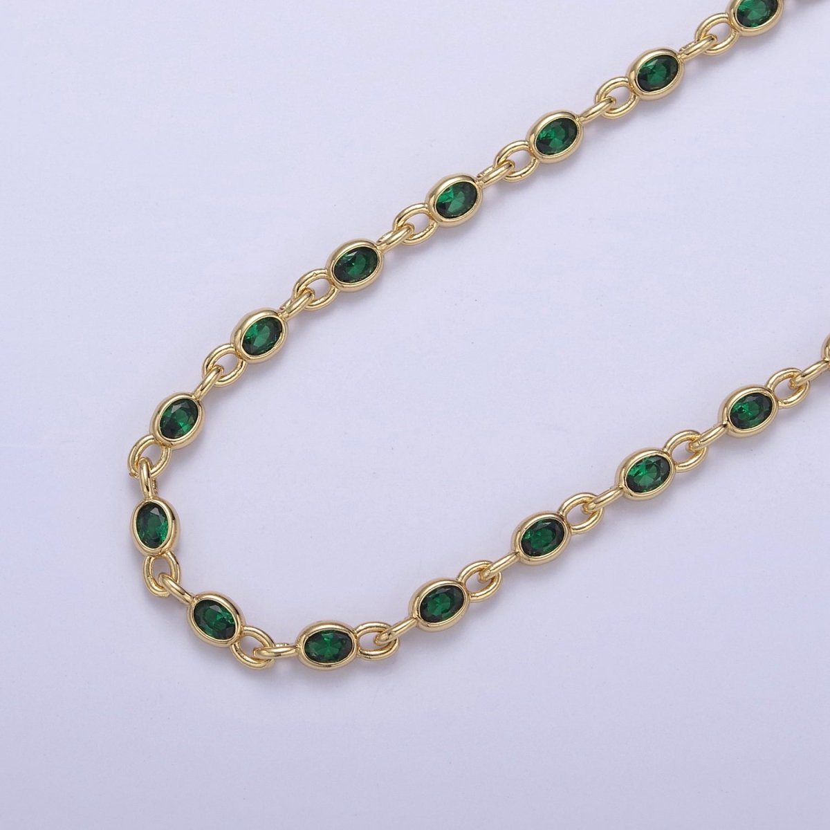 24K Gold Filled 4mm Oval Cubic Zirconia Unsoldered Link Connector Unfinished Bulk Chain | ROLL-754 ROLL-755 ROLL-756 ROLL-859 Clearance Pricing - DLUXCA