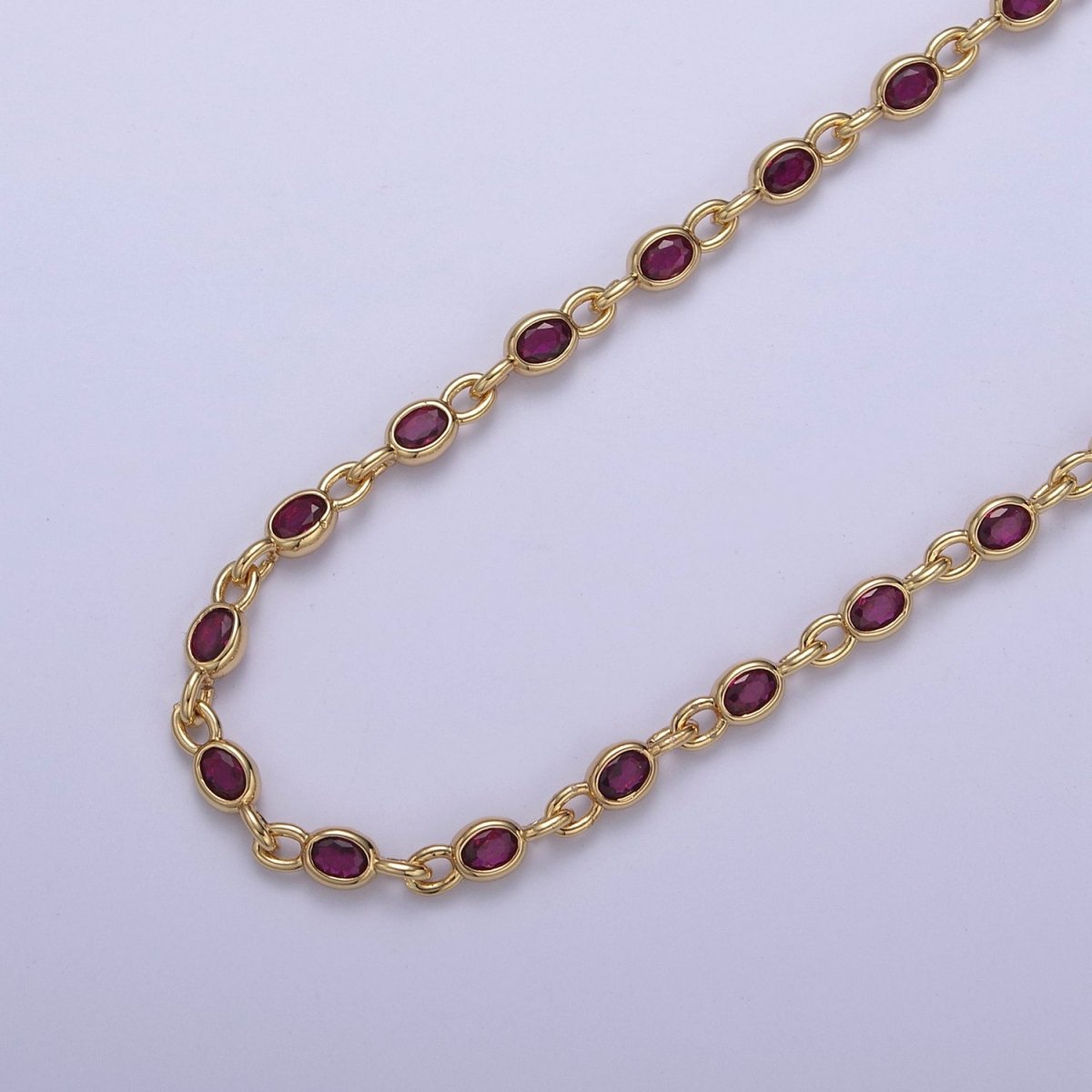 24K Gold Filled 4mm Oval Cubic Zirconia Unsoldered Link Connector Unfinished Bulk Chain | ROLL-754 ROLL-755 ROLL-756 ROLL-859 Clearance Pricing - DLUXCA