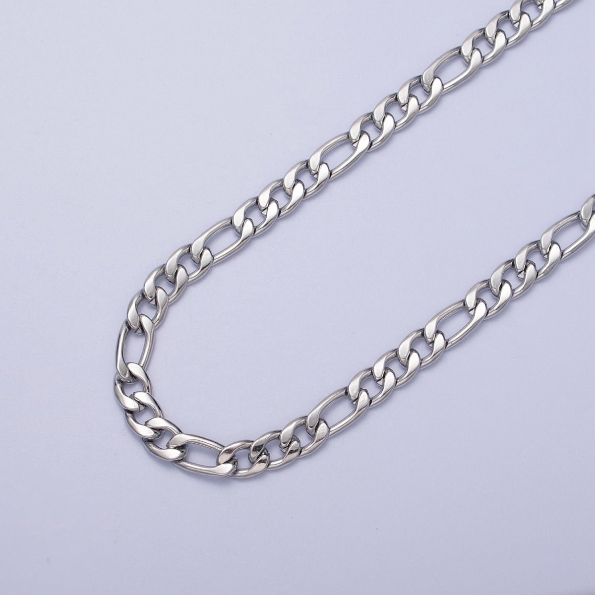 24K Gold Filled 5.3mm Flat Figaro Gold & Silver Unfinished Chain | ROLL-931, ROLL-932 Clearance Pricing - DLUXCA