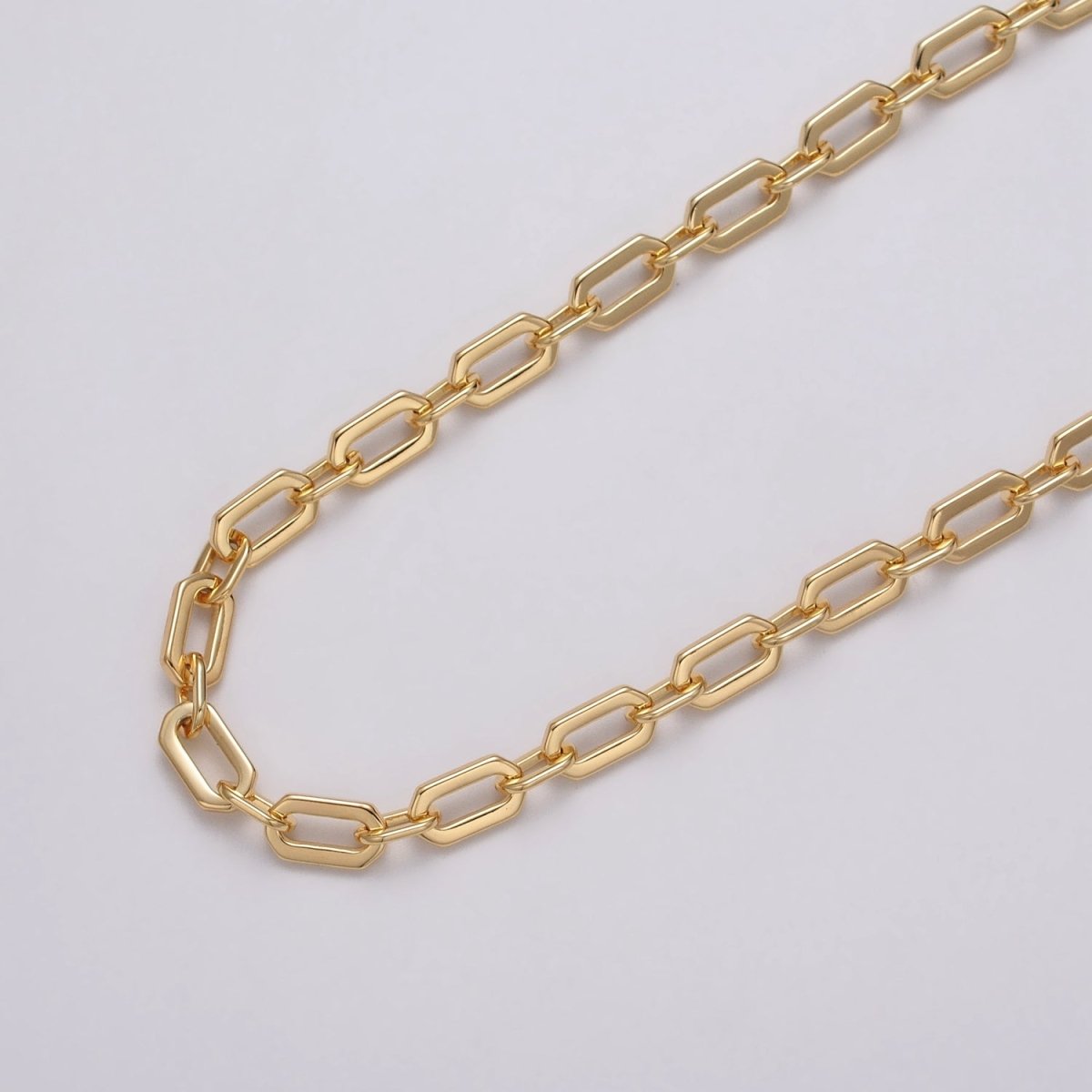 24k Gold Filled 5.5mm Hexagonal PaperClip Cable Link Unfinished Chain in Gold & Silver | ROLL-1122 ROLL-1205 Clearance Pricing - DLUXCA