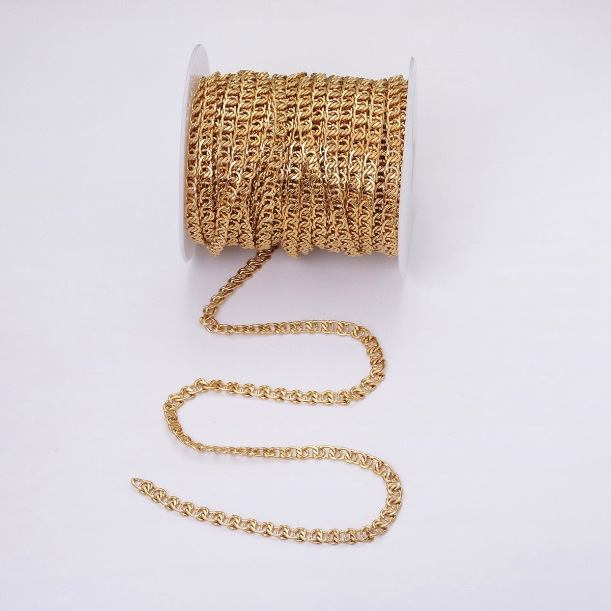 24k Gold Filled 5.8mm Twist Cable Chain Cable Link Unfinished Yard Chain in Gold & Silver | ROLL-1299 ROLL-1300 Clearance Pricing - DLUXCA