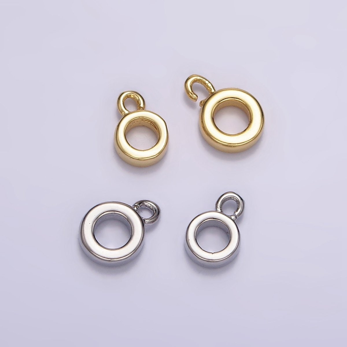 24K Gold Filled 5mm, 6mm Thin Crimp Open Loop Charm Holder Jewelry Making Supply in Gold & Silver | Z-923 - Z-926 - DLUXCA