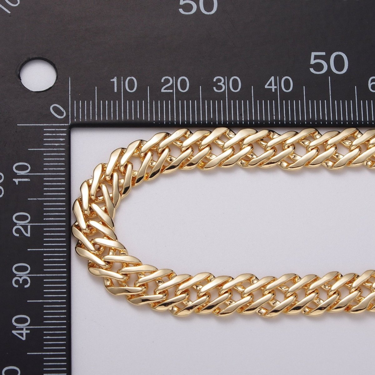 24k Gold Filled 5mm, 8mm Diamond-Cut Flat Double Curb Unfinished Designed Chain by Yard in Gold & Silver | ROLL-1050, -1047, -1103, -1105 Clearance Pricing - DLUXCA