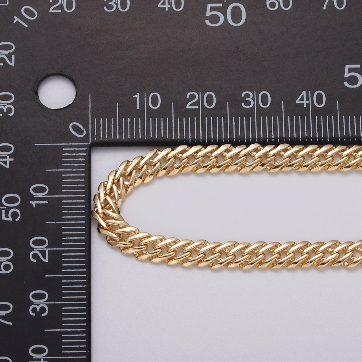 24k Gold Filled 5mm, 8mm Diamond-Cut Flat Double Curb Unfinished Designed Chain by Yard in Gold & Silver | ROLL-1050, -1047, -1103, -1105 Clearance Pricing - DLUXCA