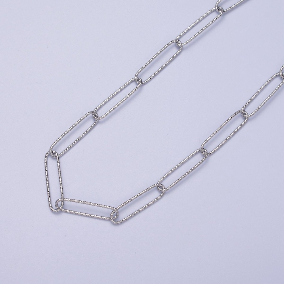 24K Gold Filled 5mm Textured Paperclip Gold, Silver Unfinished Chain | ROLL-927 ROLL-928 Clearance Pricing - DLUXCA