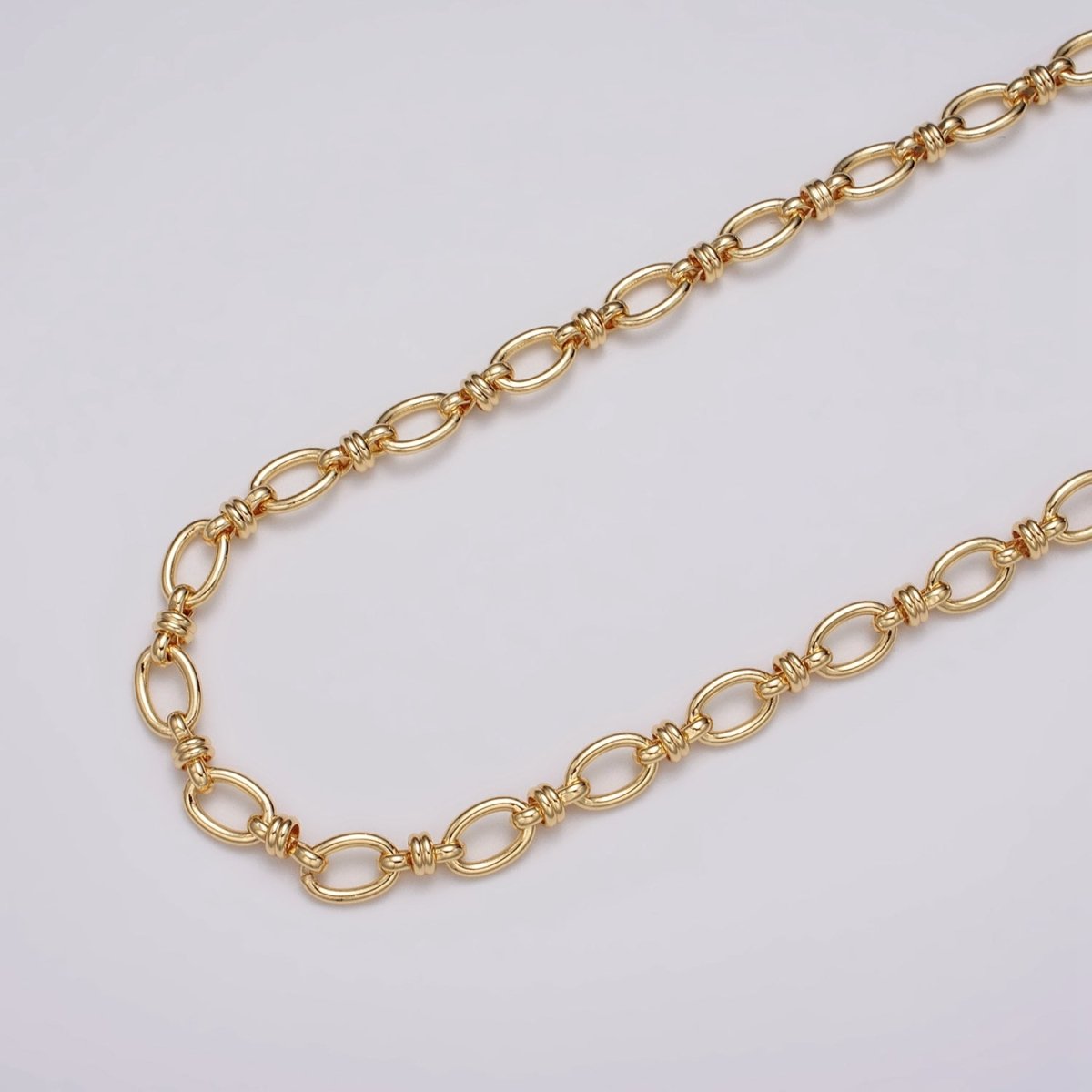 24k Gold Filled 6.5mm Figaro Long and Short Fancy Unfinished Unique Chain in Gold & Silver | ROLL-1141 ROLL-1142 Clearance Pricing - DLUXCA