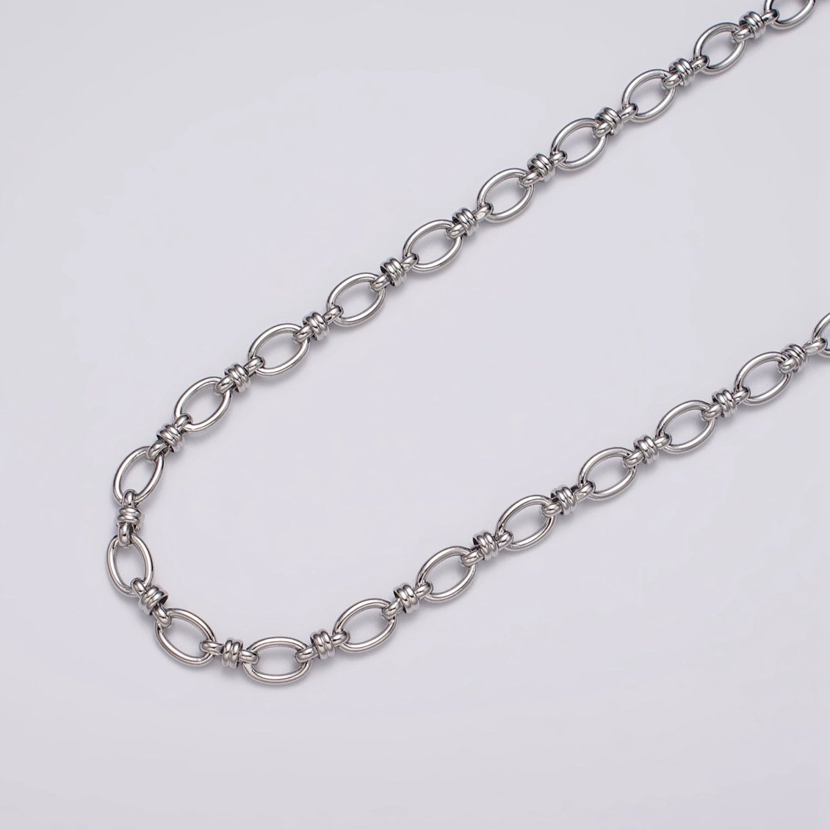 24k Gold Filled 6.5mm Figaro Long and Short Fancy Unfinished Unique Chain in Gold & Silver | ROLL-1141 ROLL-1142 Clearance Pricing - DLUXCA