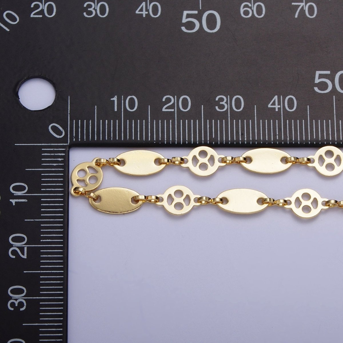 24K Gold Filled 6mm Designed Round Anchor Bulk Unfinished Chain For Jewelry Making | ROLL-862 Clearance Pricing - DLUXCA