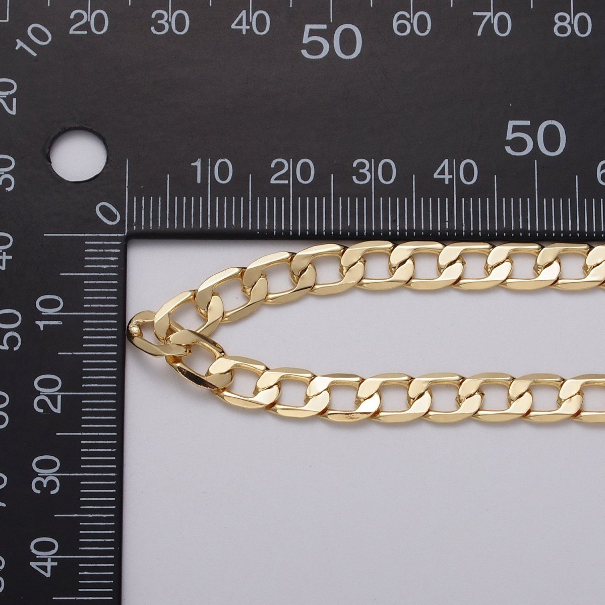 24k Gold Filled 6mm Flat Concave Curb Unfinished Chain by Yard in Gold & Silver | ROLL-1054, ROLL-1106 Clearance Pricing - DLUXCA