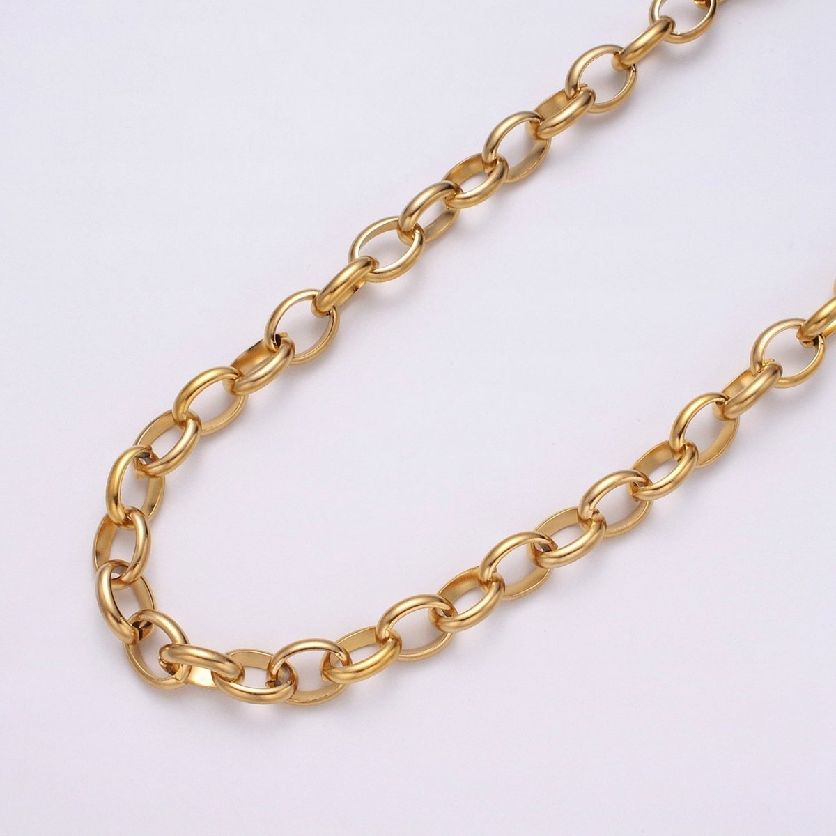 24k Gold Filled 7.5mm Oval Cable Clip Cable Link Unfinished Yard Chain in Gold & Silver | ROLL-1277 ROLL-1278 Clearance Pricing - DLUXCA