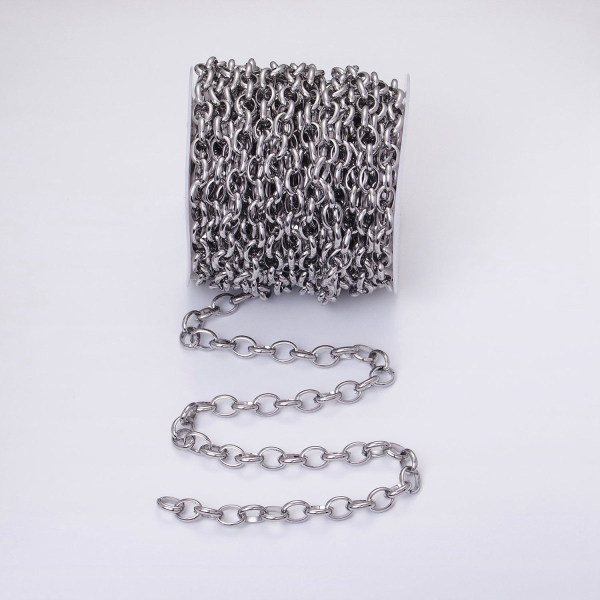 24k Gold Filled 7.5mm Oval Cable Clip Cable Link Unfinished Yard Chain in Gold & Silver | ROLL-1277 ROLL-1278 Clearance Pricing - DLUXCA