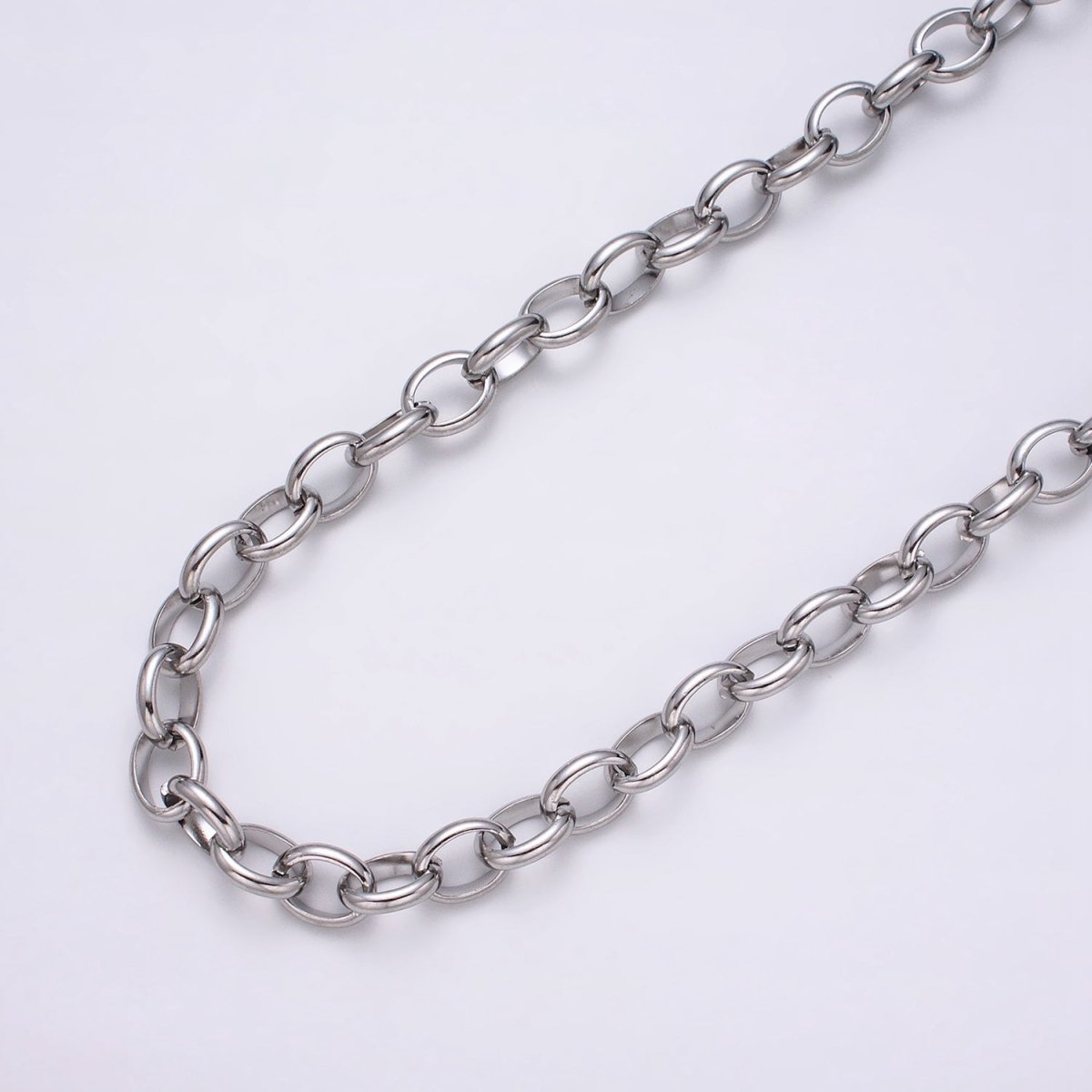 24k Gold Filled 7.5mm Oval Cable Clip Cable Link Unfinished Yard Chain in Gold & Silver | ROLL-1277 ROLL-1278 Clearance Pricing - DLUXCA