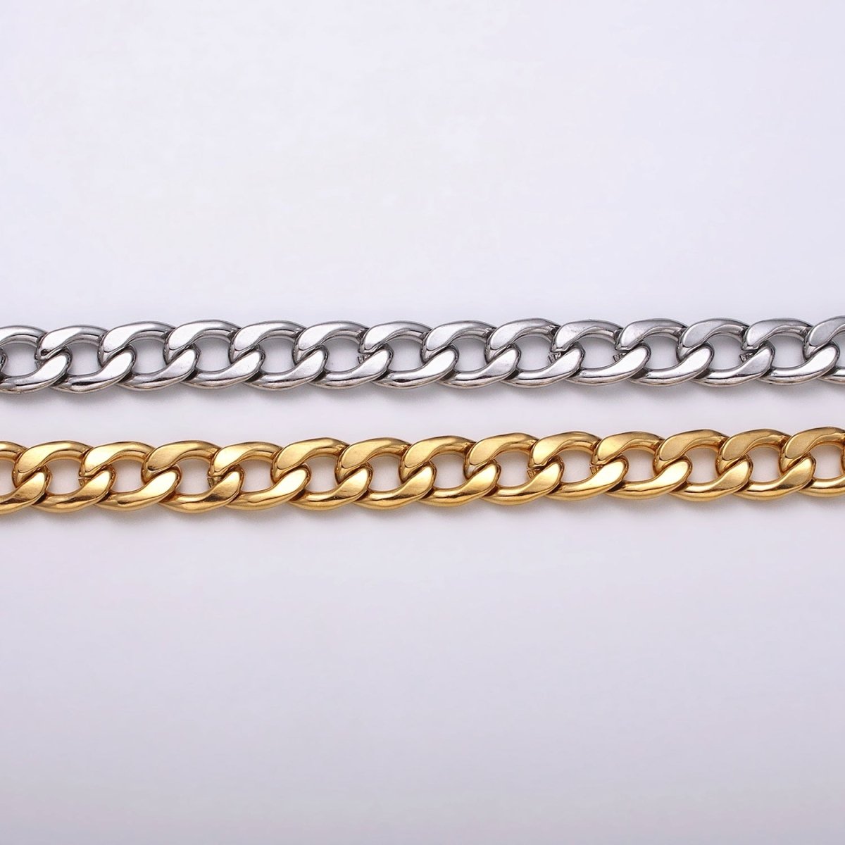 24k Gold Filled 8.3mm Miami Cuban Curb Chain Cable Link Unfinished Yard Chain in Gold & Silver | ROLL-1289 ROLL-1290 - DLUXCA