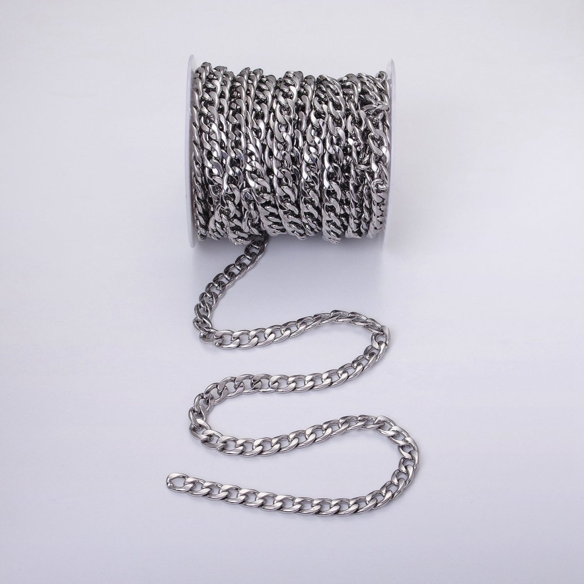 24k Gold Filled 8.3mm Miami Cuban Curb Chain Cable Link Unfinished Yard Chain in Gold & Silver | ROLL-1289 ROLL-1290 - DLUXCA