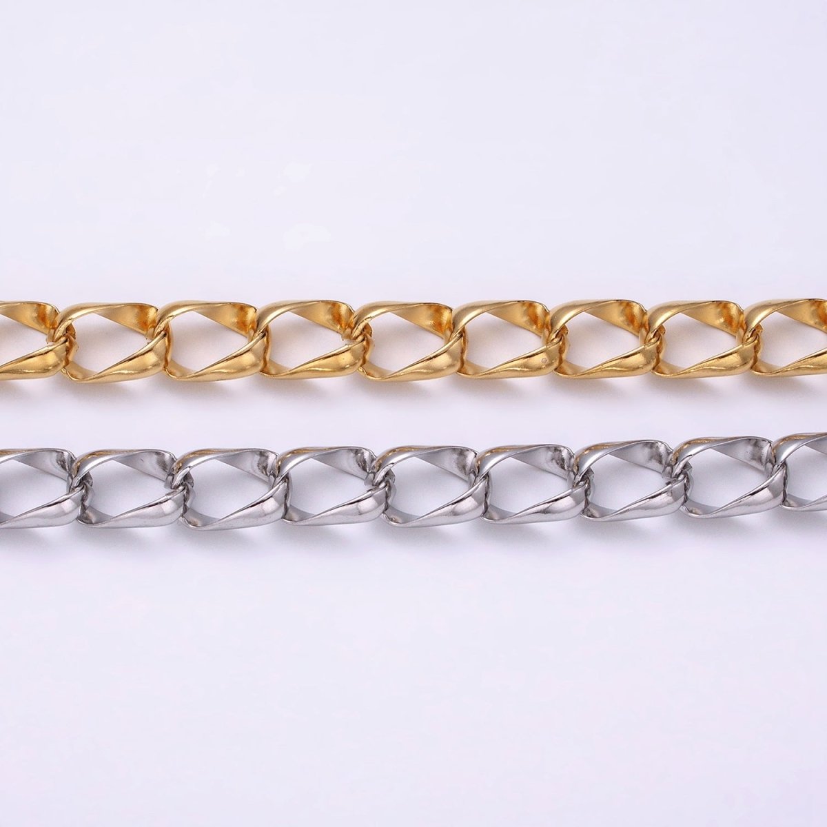 24k Gold Filled 8.8mm Unique Cable Chain Link Unfinished Yard Chain in Gold & Silver | ROLL-1303 ROLL-1304 Clearance Pricing - DLUXCA
