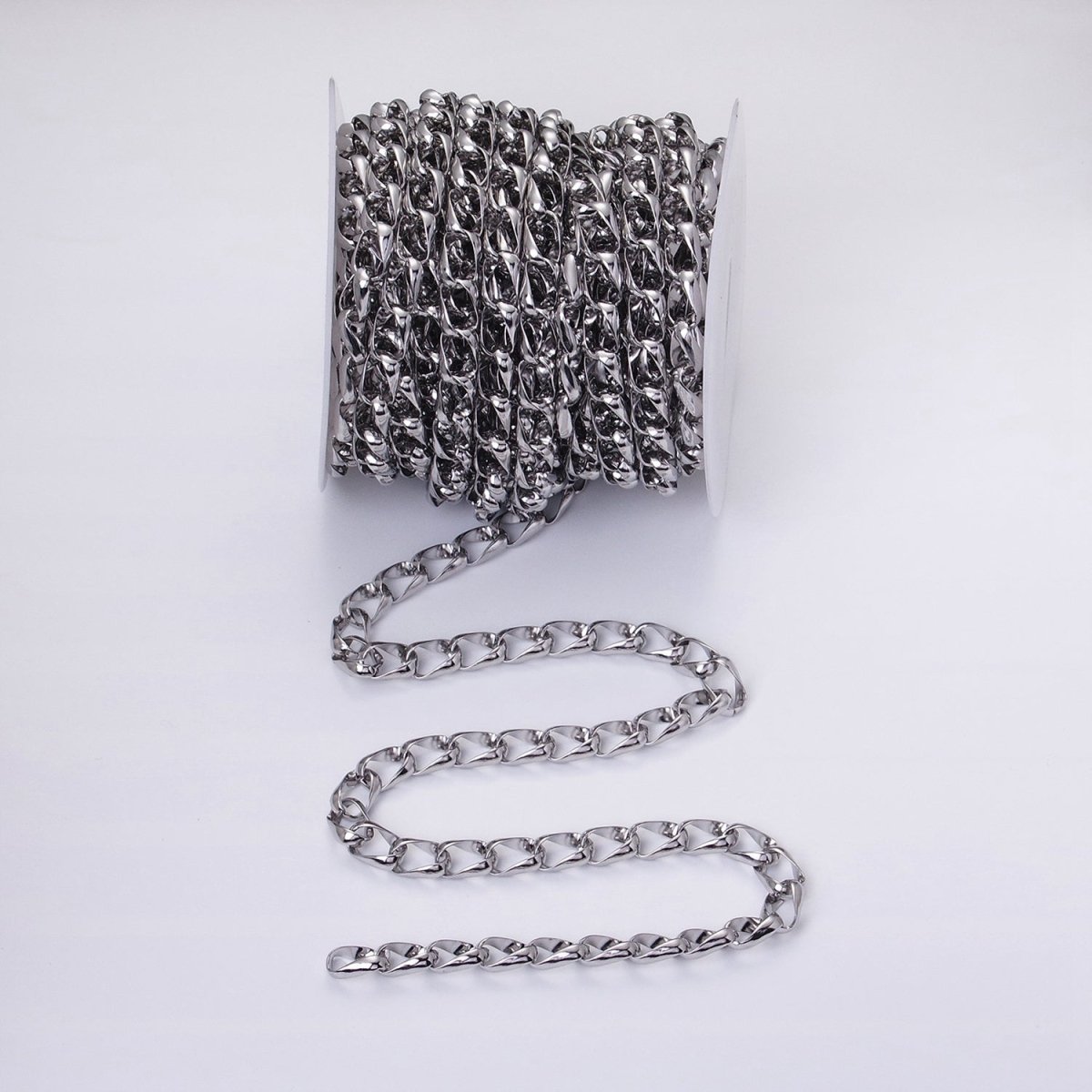 24k Gold Filled 8.8mm Unique Cable Chain Link Unfinished Yard Chain in Gold & Silver | ROLL-1303 ROLL-1304 Clearance Pricing - DLUXCA