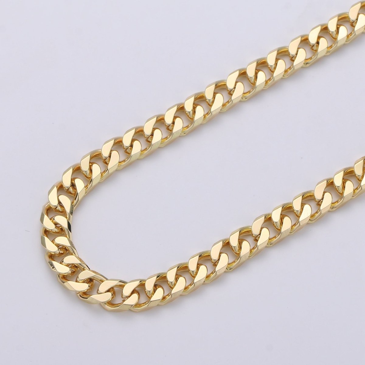 24K Gold Filled 9mm Cuban Curb Chain By Yard, Wholesale Bulk Roll Chain For Jewelry Making, Thickness 2mm | ROLL-305 Clearance Pricing - DLUXCA