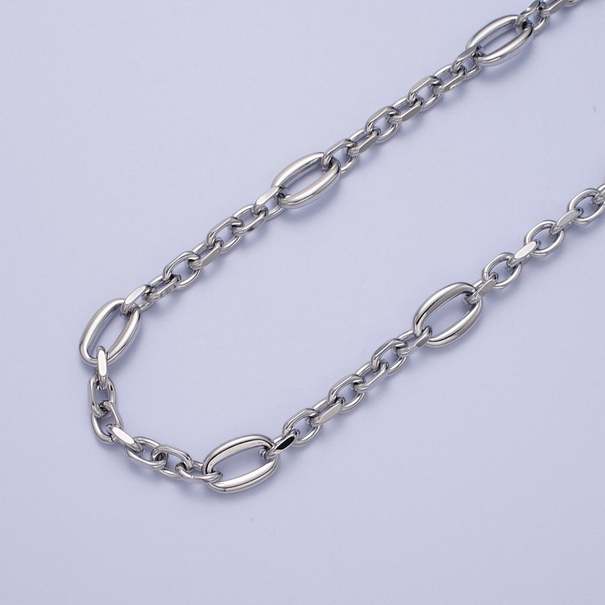 24K Gold Filled 9mm Designed Oval Flat Cable Link Gold, Silver Unfinished Chain | ROLL-897, ROLL-898 Clearance Pricing - DLUXCA