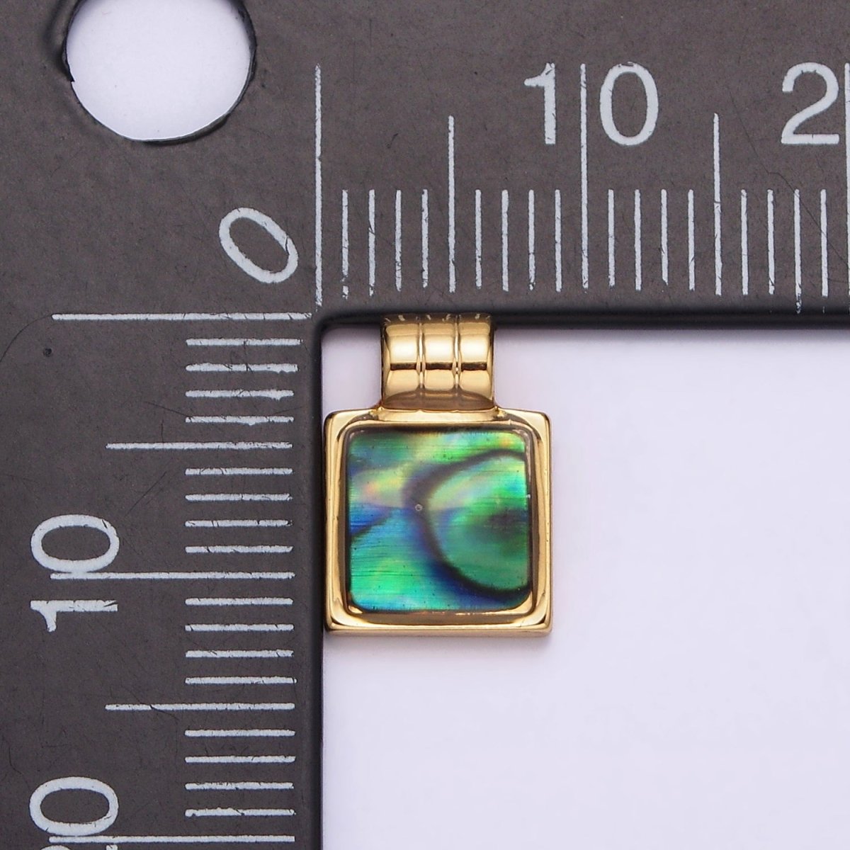 24K Gold Filled Abalone Square Tag Triple Lined Bail Pendant | AA563 - DLUXCA