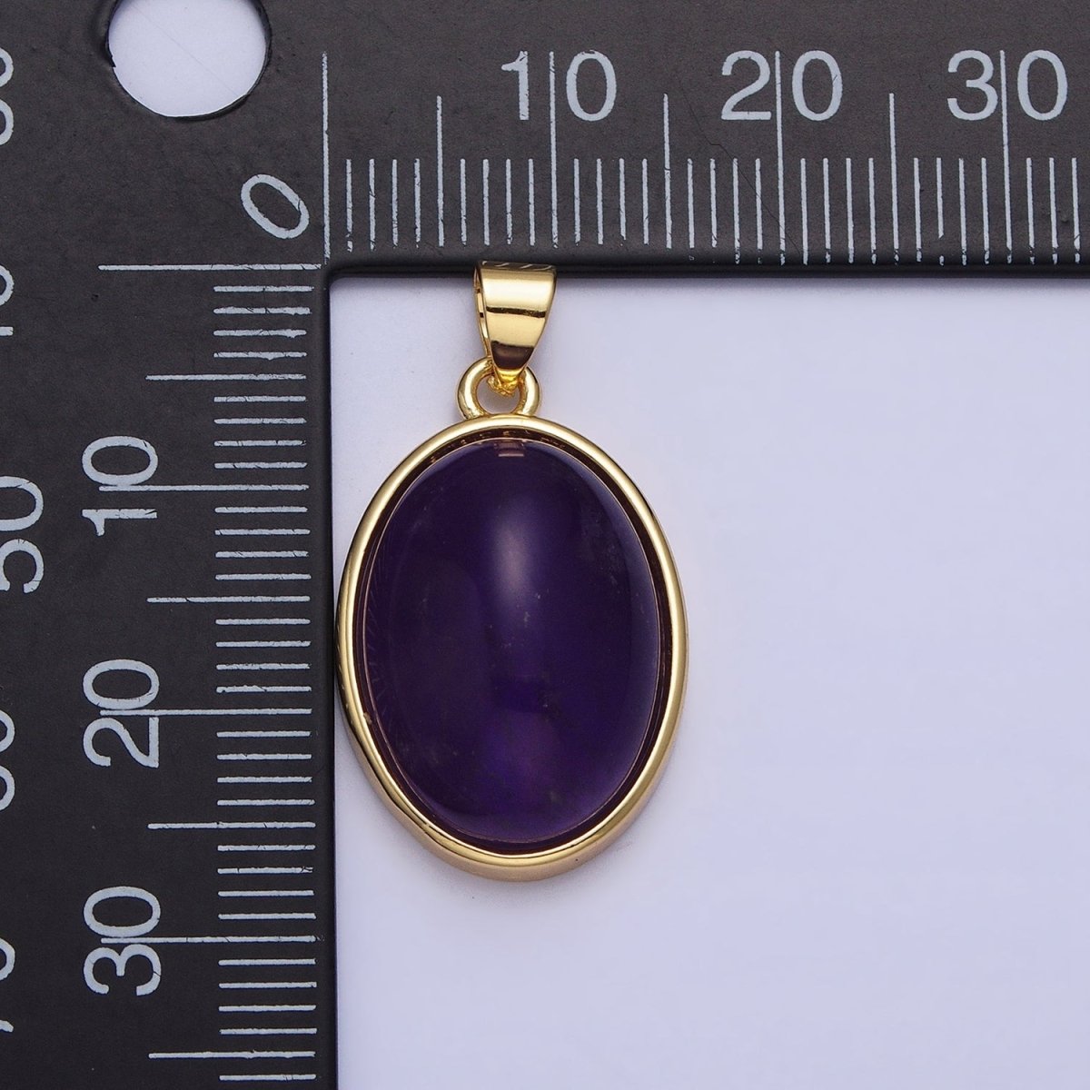 24K Gold Filled Amethyst, Rose Quartz Natural Gemstone 27.3mm Cabochon Bezel Oval Pendant | AA327 AA329 - DLUXCA