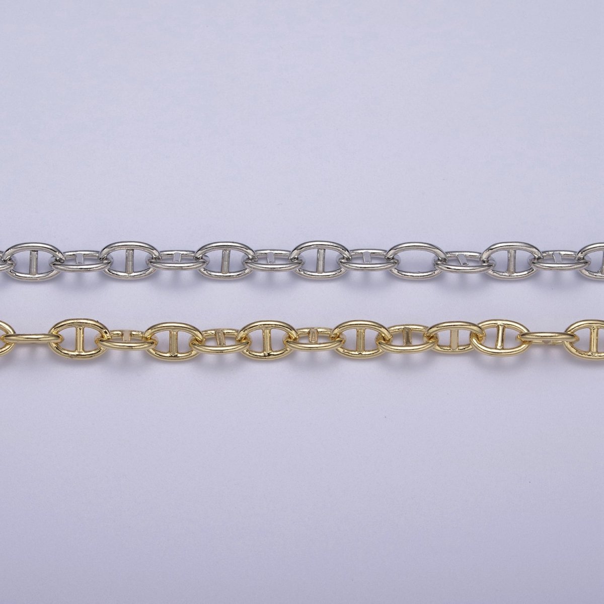 24K Gold Filled Anchor Chain, 5.7mm Width Unfinished Chain in Gold & Silver Color For Jewelry Making | ROLL-690, ROLL-691 Clearance Pricing - DLUXCA