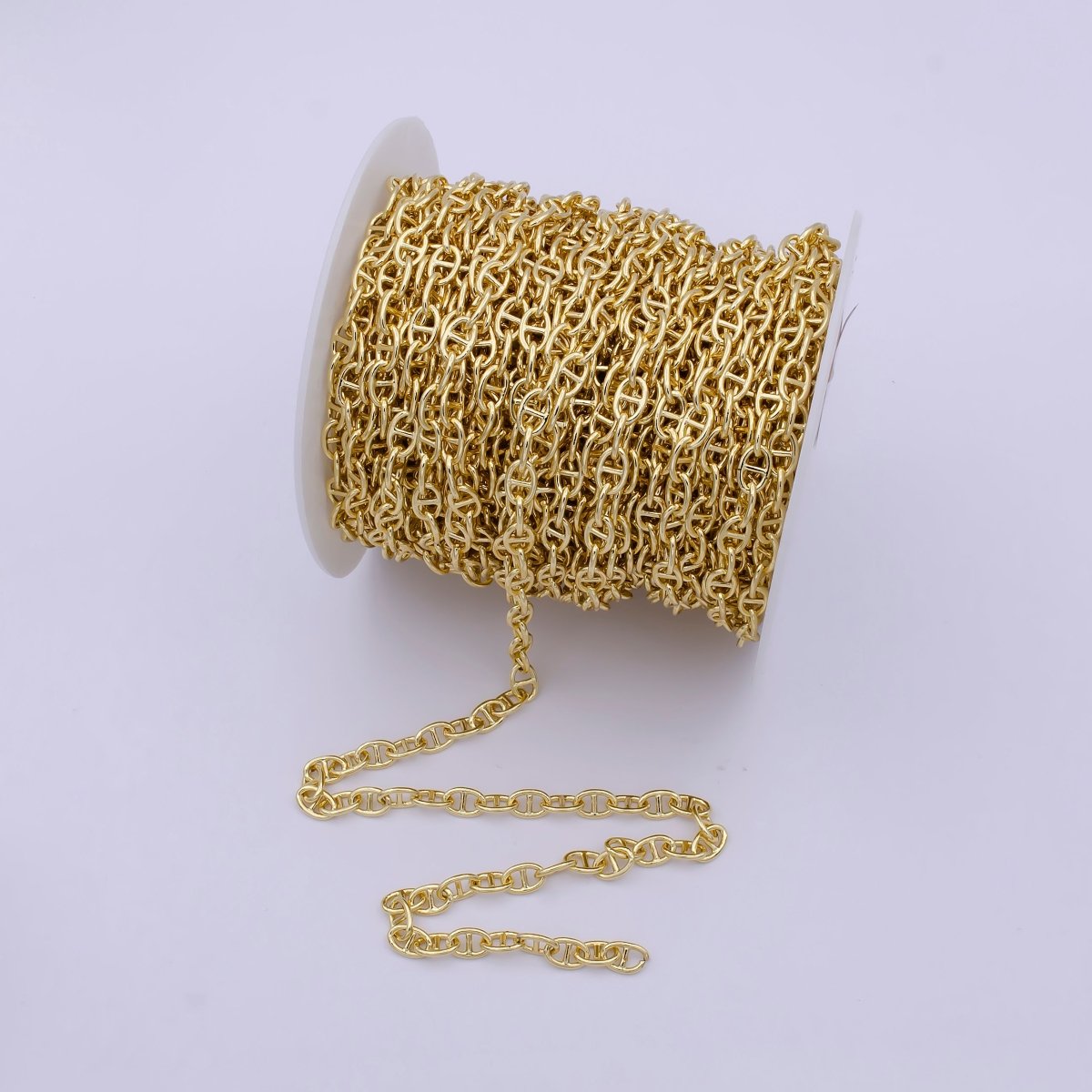 24K Gold Filled Anchor Chain, 5.7mm Width Unfinished Chain in Gold & Silver Color For Jewelry Making | ROLL-690, ROLL-691 Clearance Pricing - DLUXCA