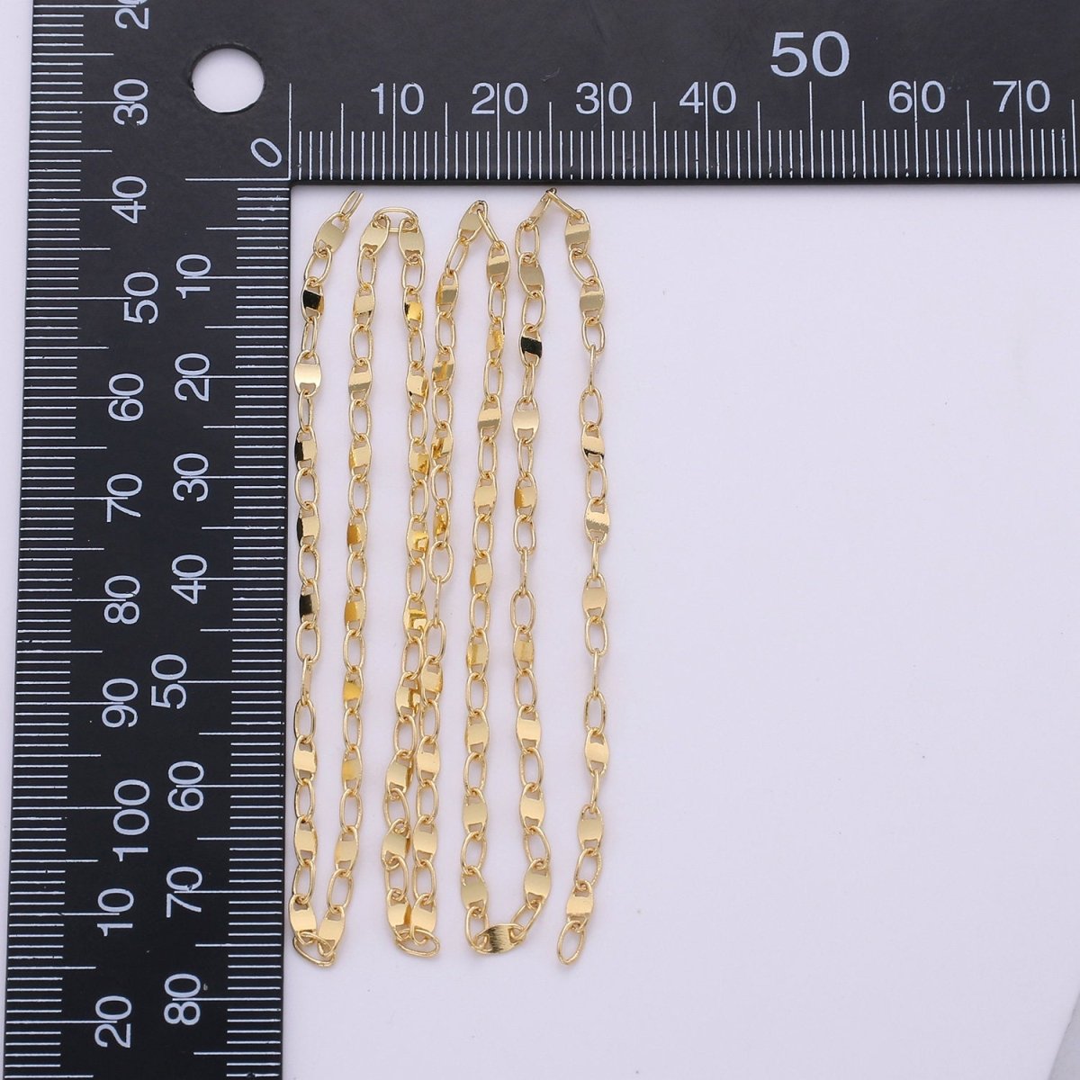 24K Gold Filled Anchor MARINER Chain, 3mm Flat Shiny Link Bracelet, Anklet or Necklace, Jewelry for Men and Women Necklace Component, CABLE Chain | ROLL-158 Clearance Pricing - DLUXCA