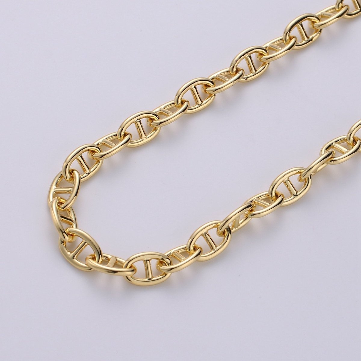 24K Gold filled Anchor Mariner Chain, 5x9mm Link Bracelet, Anklet or Necklace, Jewelry for Men and Women Necklace Component | ROLL-239 Clearance Pricing - DLUXCA
