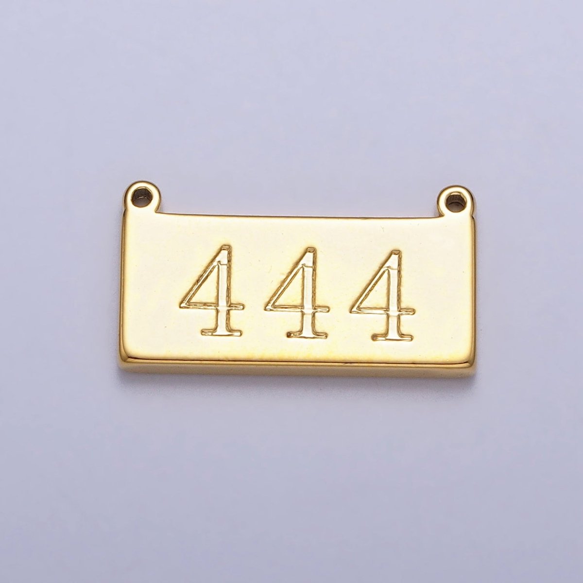 24K Gold Filled Angel Number Numerology Engraved Rectangular Tag Charm Connector | AA791 - AA800 - DLUXCA
