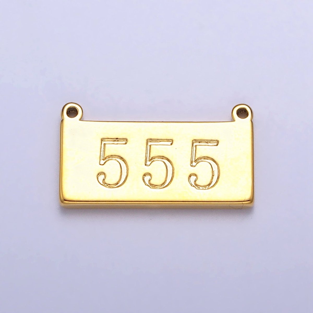 24K Gold Filled Angel Number Numerology Engraved Rectangular Tag Charm Connector | AA791 - AA800 - DLUXCA
