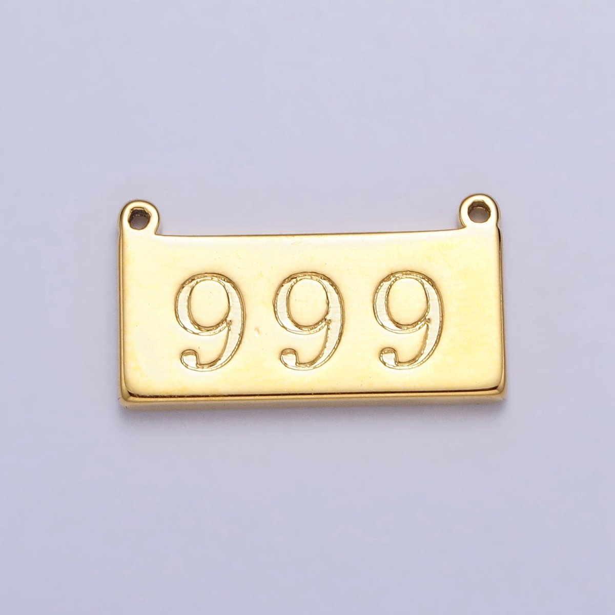 24K Gold Filled Angel Number Numerology Engraved Rectangular Tag Charm Connector | AA791 - AA800 - DLUXCA