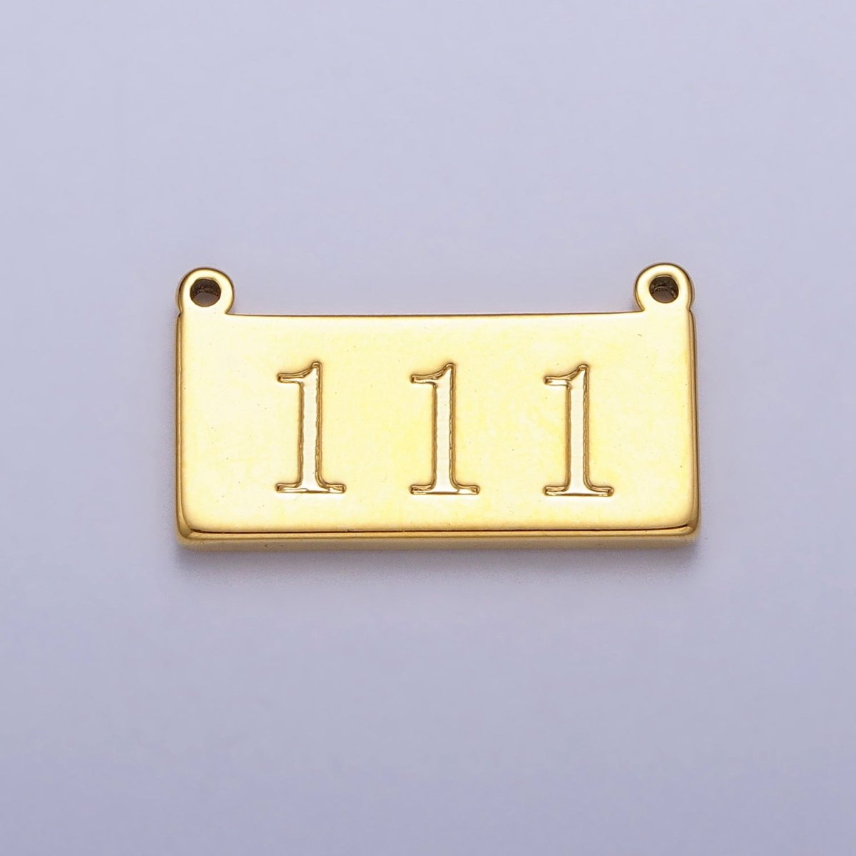 24K Gold Filled Angel Number Numerology Engraved Rectangular Tag Charm Connector | AA791 - AA800 - DLUXCA