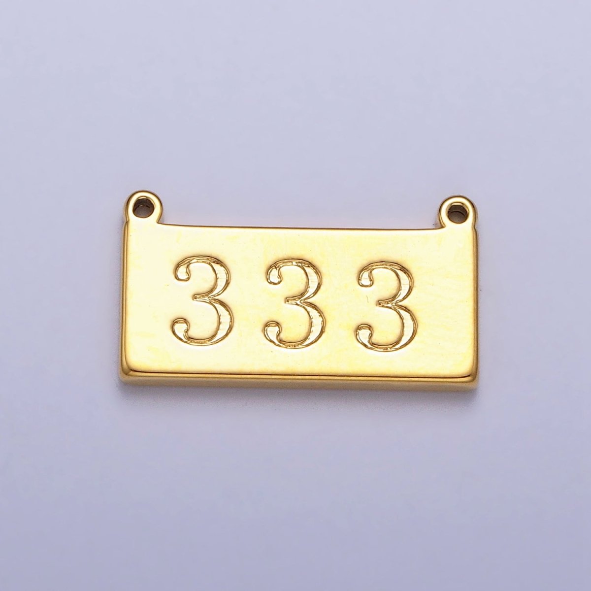 24K Gold Filled Angel Number Numerology Engraved Rectangular Tag Charm Connector | AA791 - AA800 - DLUXCA