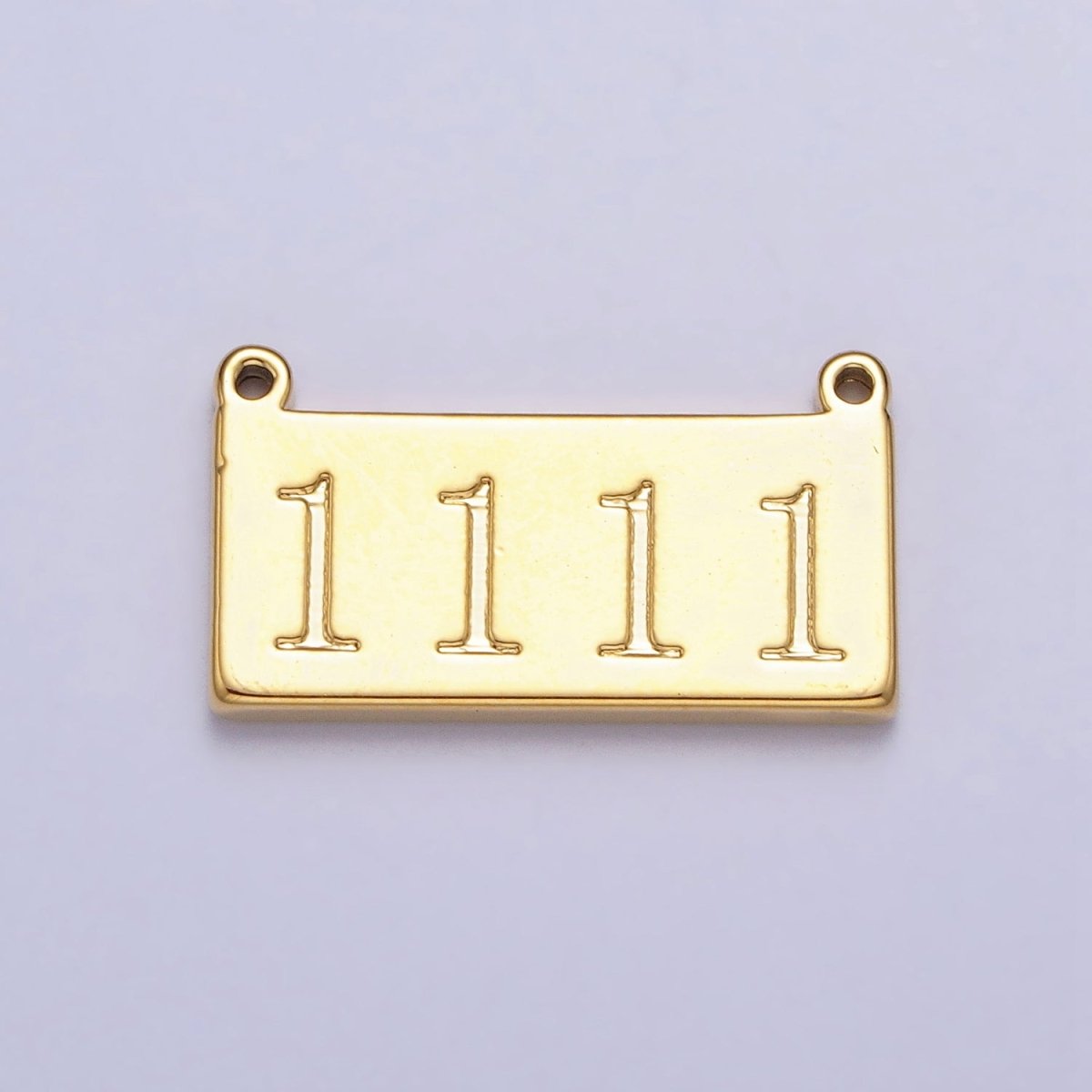 24K Gold Filled Angel Number Numerology Engraved Rectangular Tag Charm Connector | AA791 - AA800 - DLUXCA