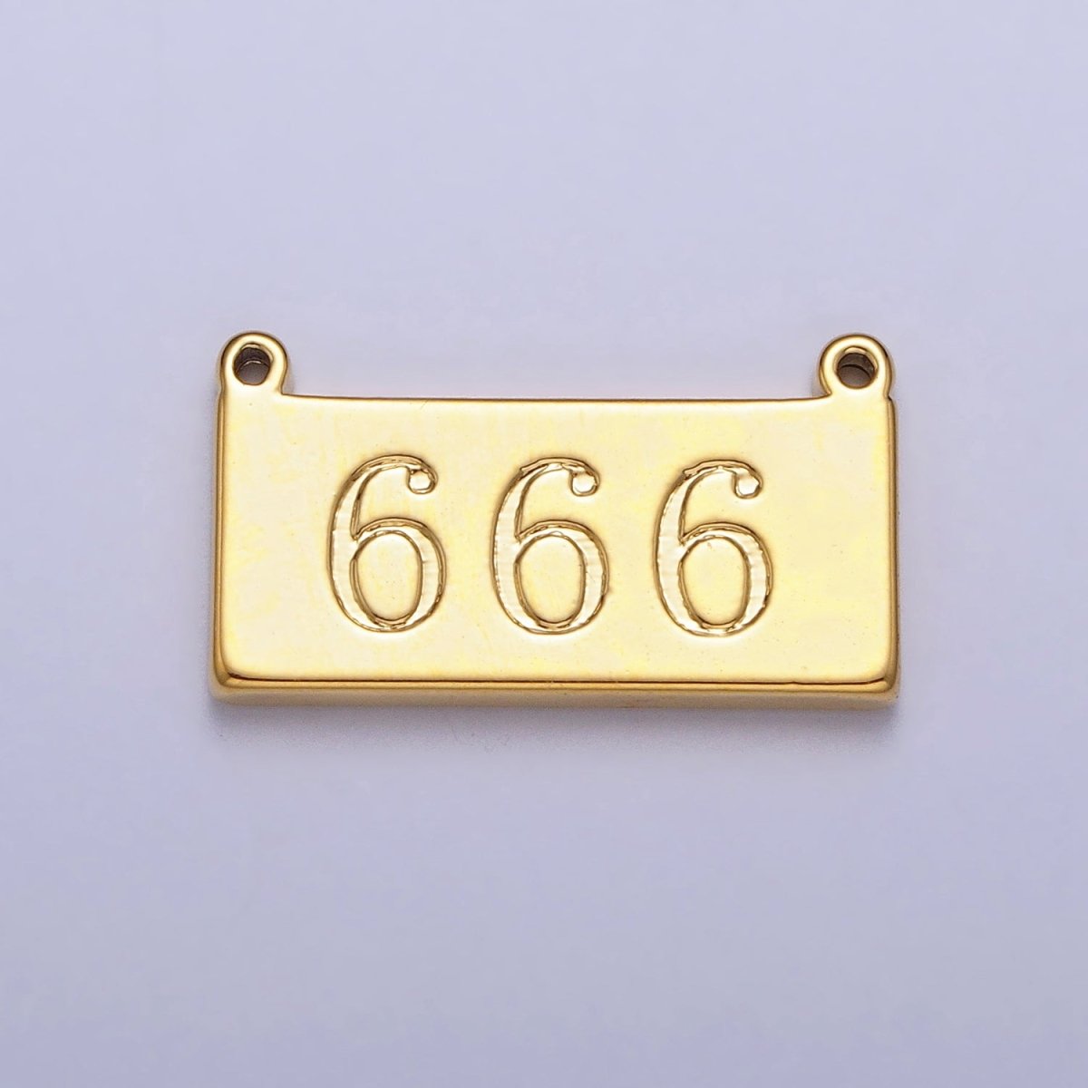 24K Gold Filled Angel Number Numerology Engraved Rectangular Tag Charm Connector | AA791 - AA800 - DLUXCA